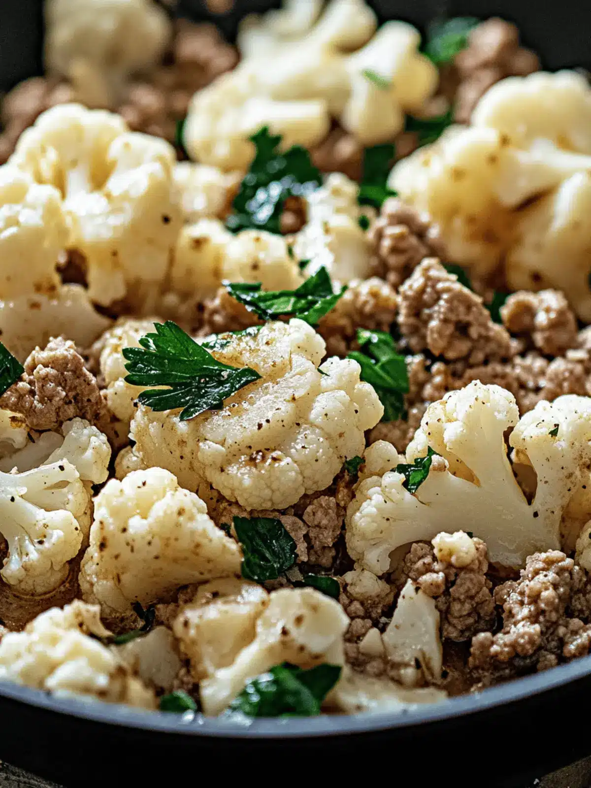 Garlic Butter Ground Turkey with Cauliflower Skillet