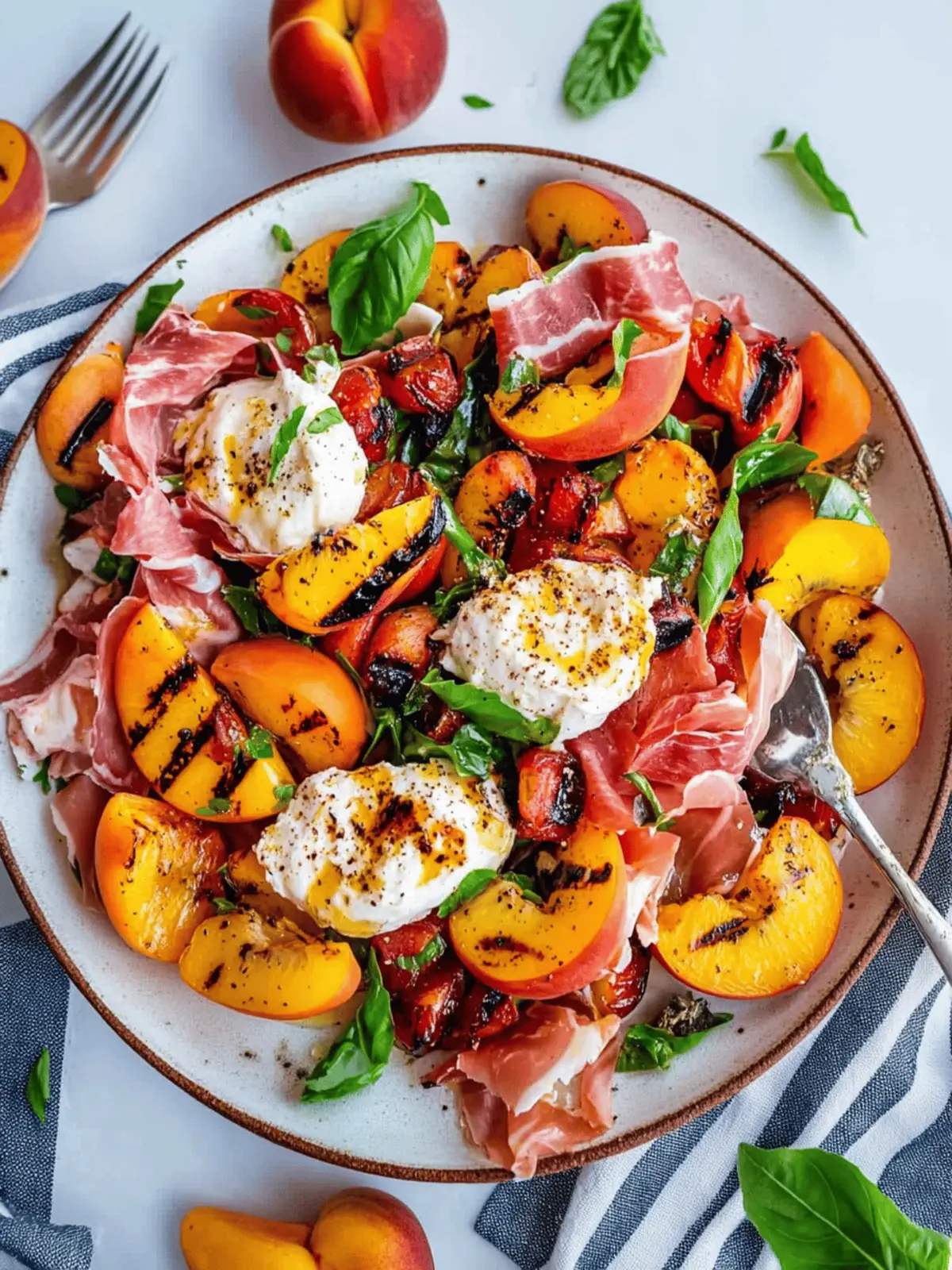 Grilled Nectarine Burrata Prosciutto Salad