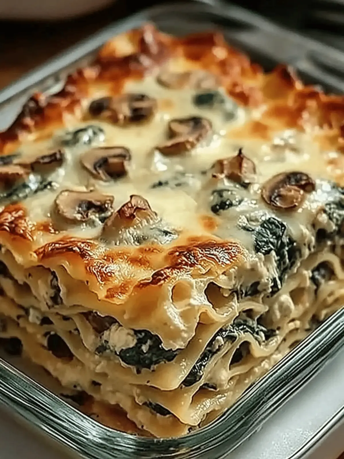 Creamy Spinach Mushroom Lasagna