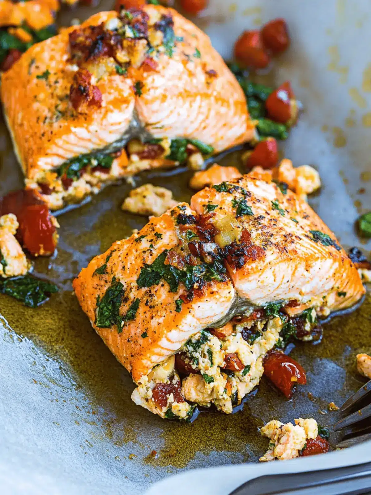 4-Ingredient Mediterranean Stuffed Salmon
