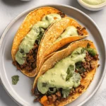 Crispy Baked Ground Turkey Tacos with Avocado Sauce