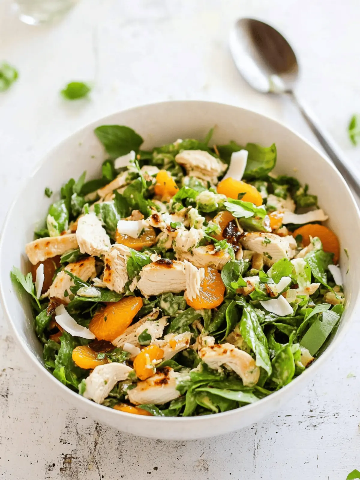 Paleo & Whole30 Mandarin Chicken Salad with Coconut Chips