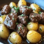 Garlic Butter Beef Bites & Potatoes make a perfect dinner