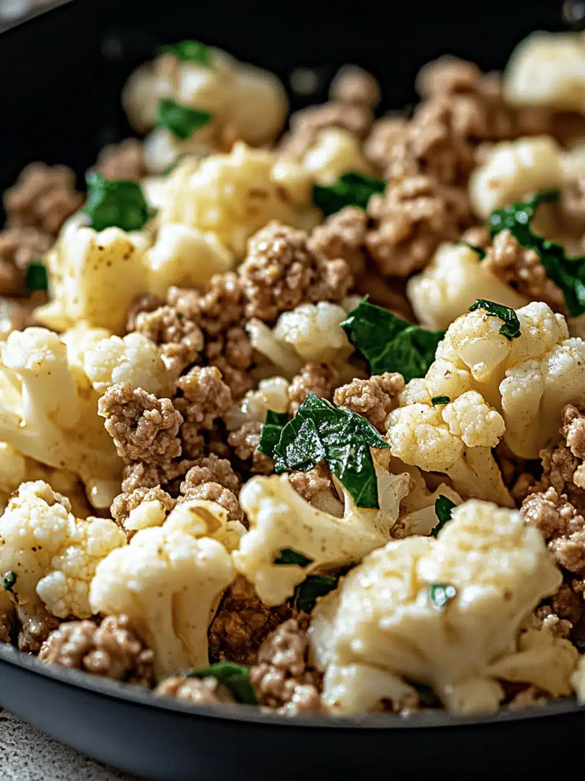 Garlic Butter Ground Turkey with Cauliflower Skillet