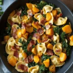 One Pan Creamy Tortellini with Butternut Squash Kale and Bacon