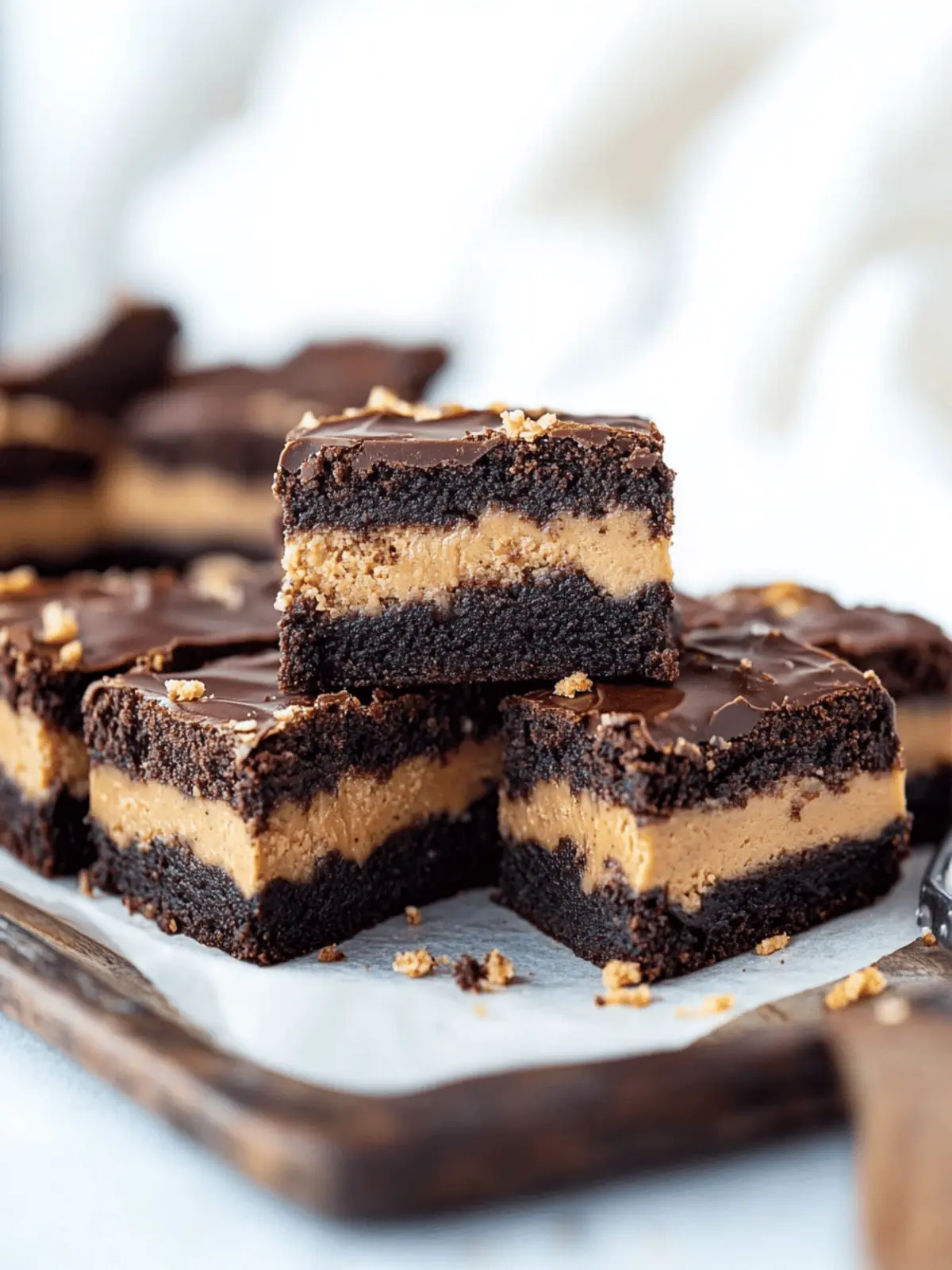 Layered Peanut Butter Crunch Brownies