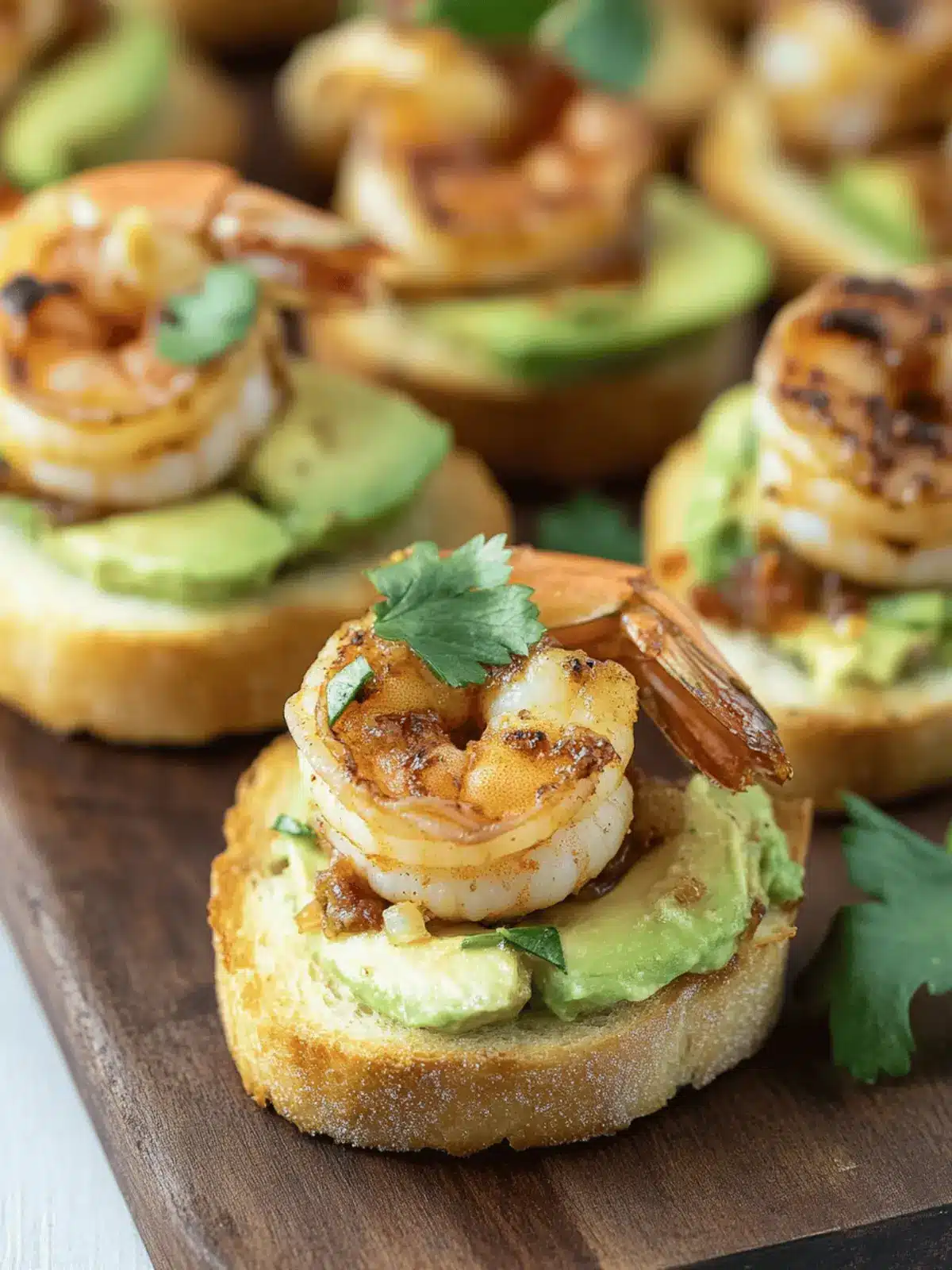 Garlic Shrimp Crostini with Avocado