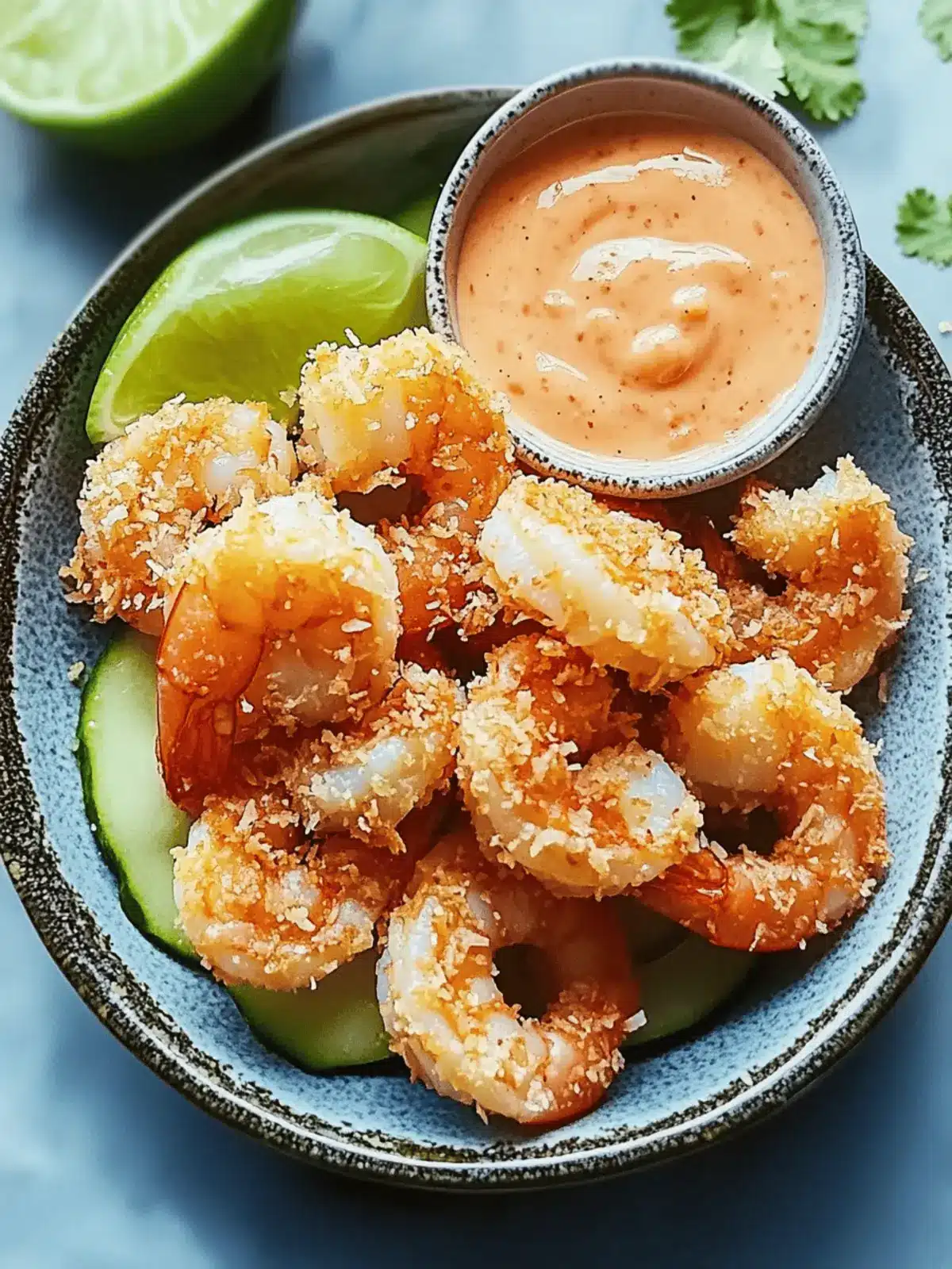 Crunchy Coconut-Sesame Shrimp with Spicy Lime Mayo Delight