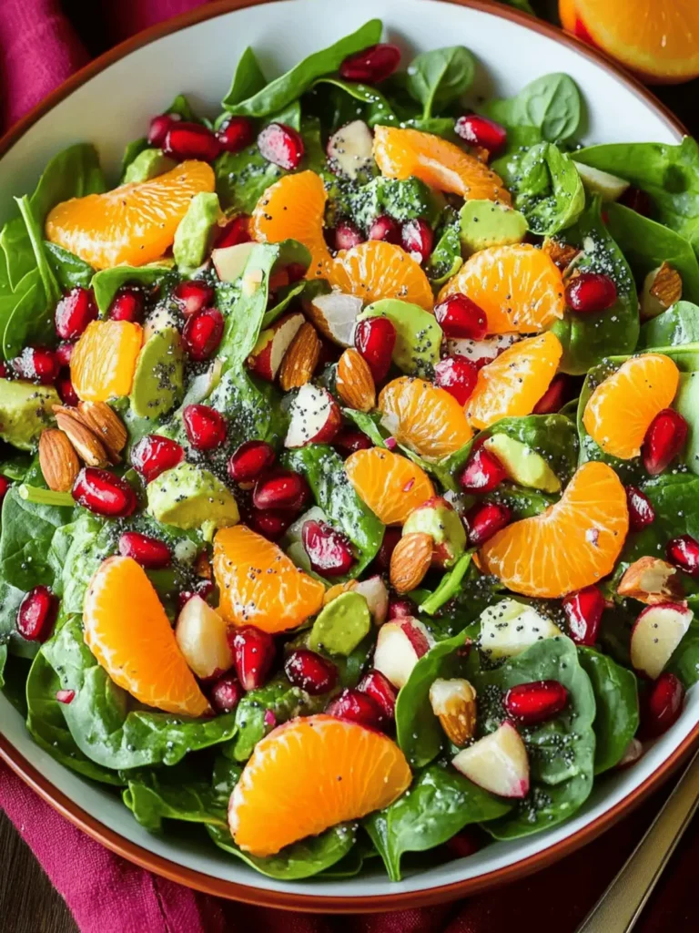 Mandarin Pomegranate Spinach Salad with Poppy Seed Dressing