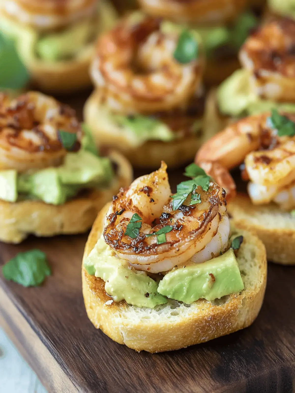 Garlic Shrimp Crostini with Avocado