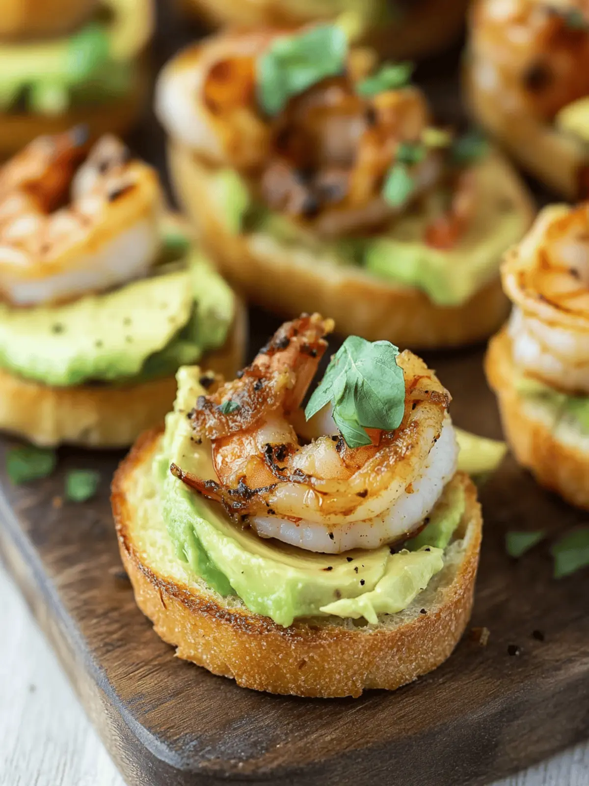 Garlic Shrimp Crostini with Avocado