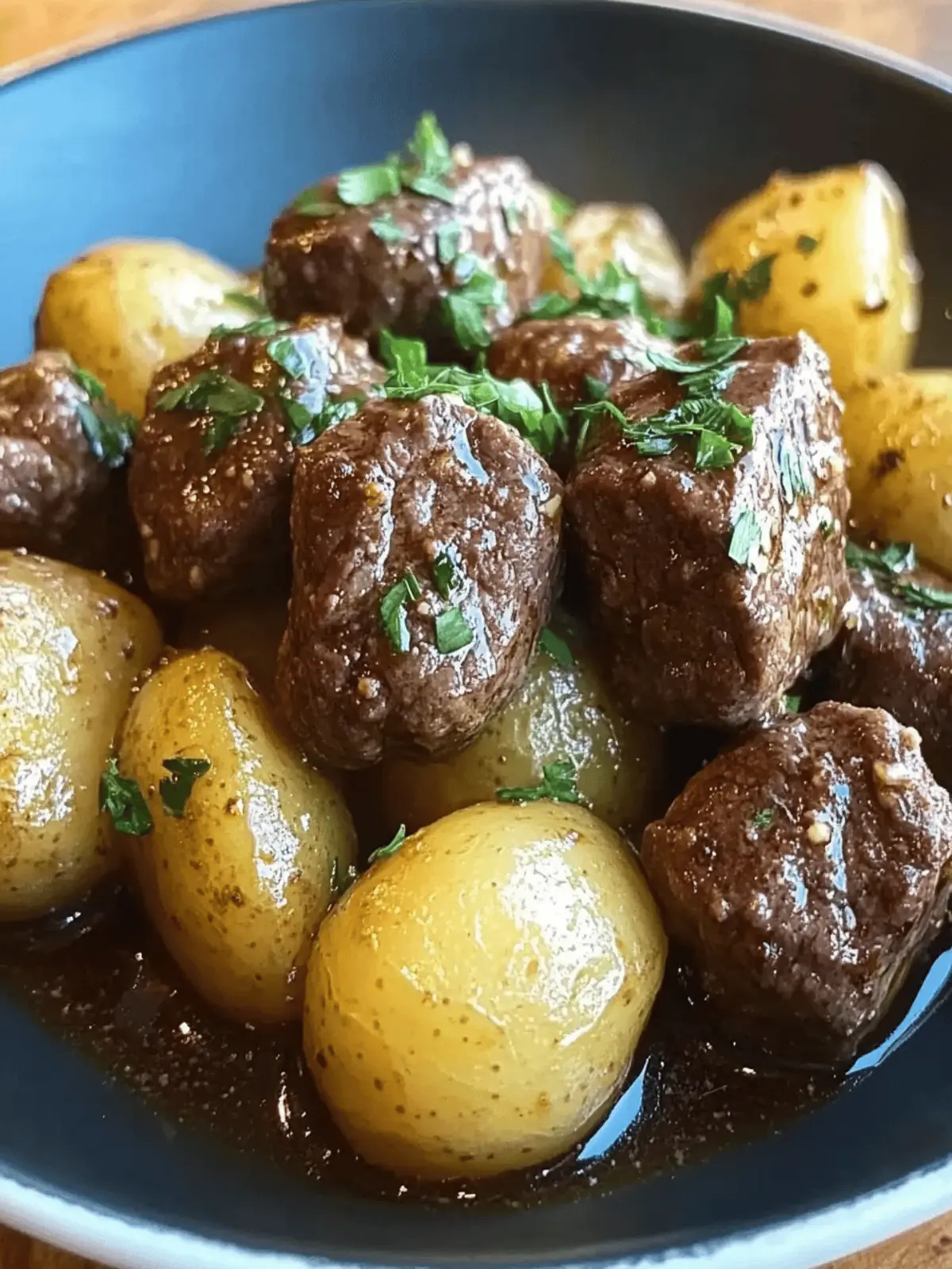 Garlic Butter Beef Bites & Potatoes make a perfect dinner