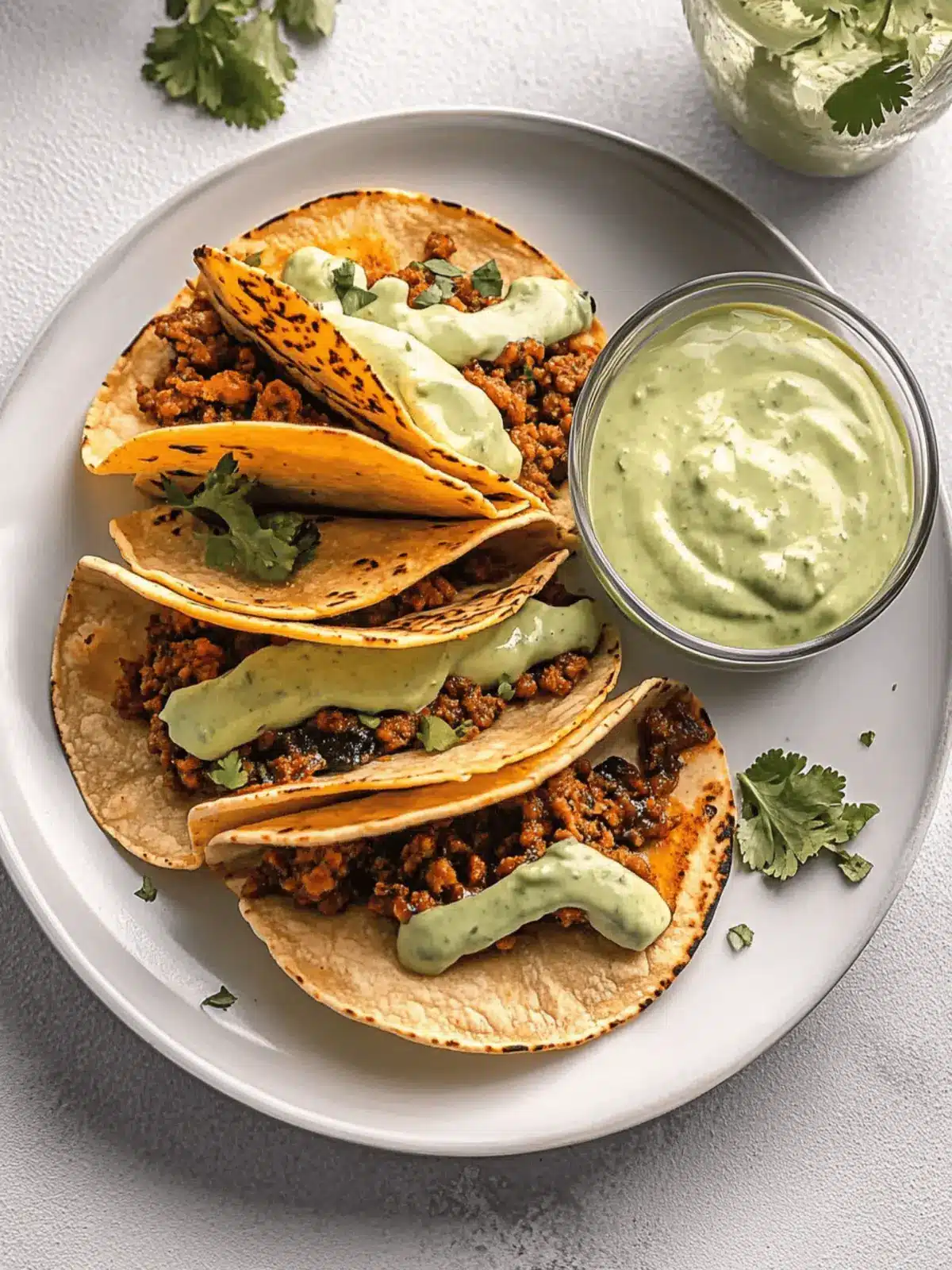 Crispy Baked Ground Turkey Tacos with Avocado Sauce