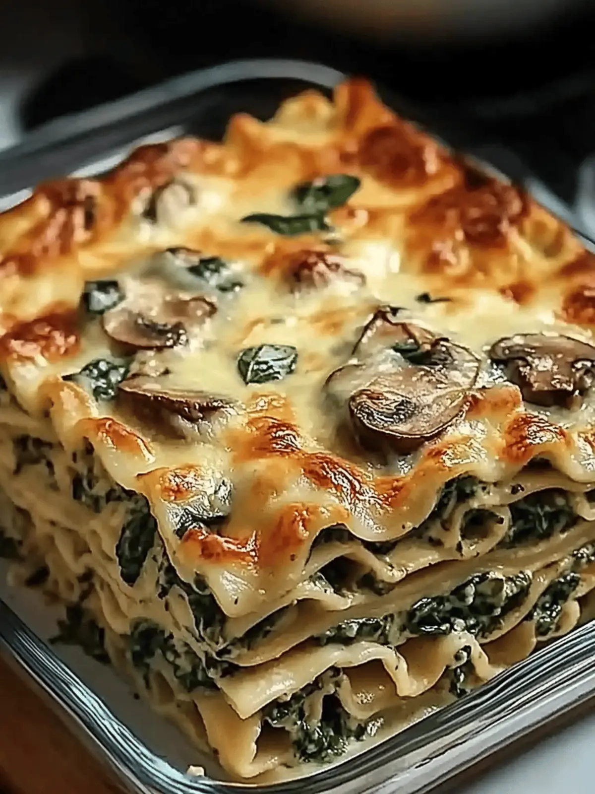Creamy Spinach Mushroom Lasagna