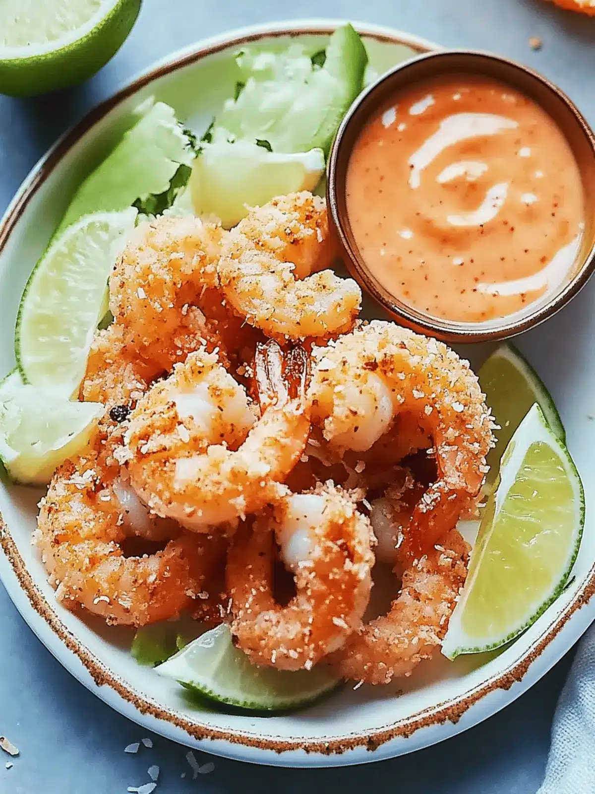Crunchy Coconut-Sesame Shrimp with Spicy Lime Mayo Delight