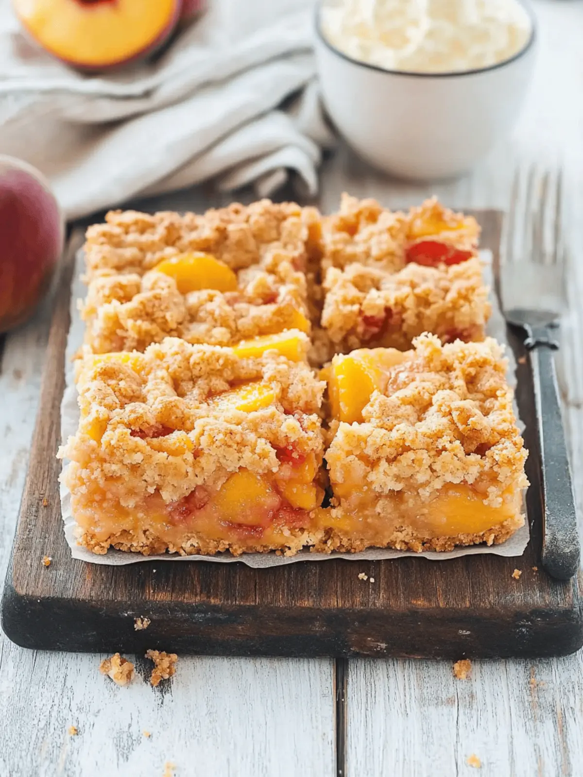 Peaches and Cream Crumble Bars