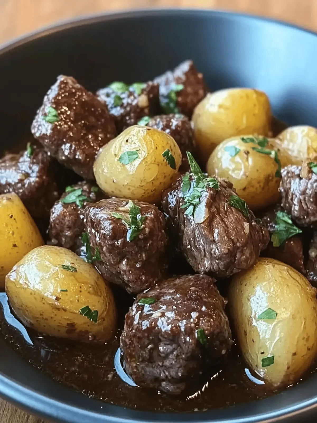 Garlic Butter Beef Bites & Potatoes make a perfect dinner