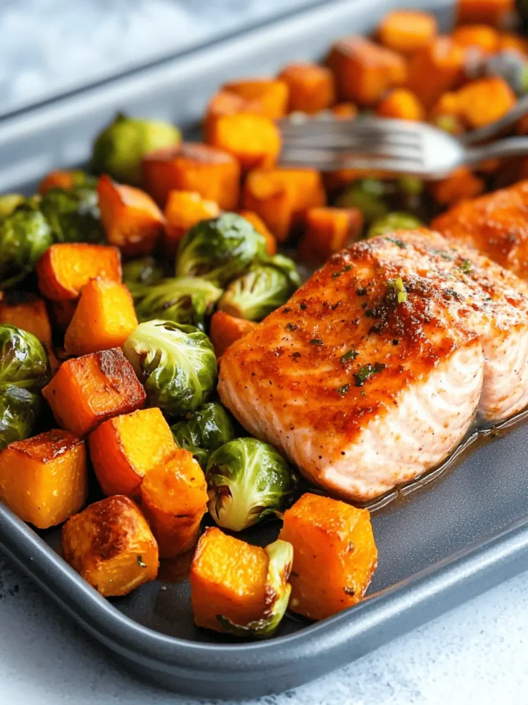 Sheet Pan Salmon and Veggies with Butternut Squash and Brussels Sprouts