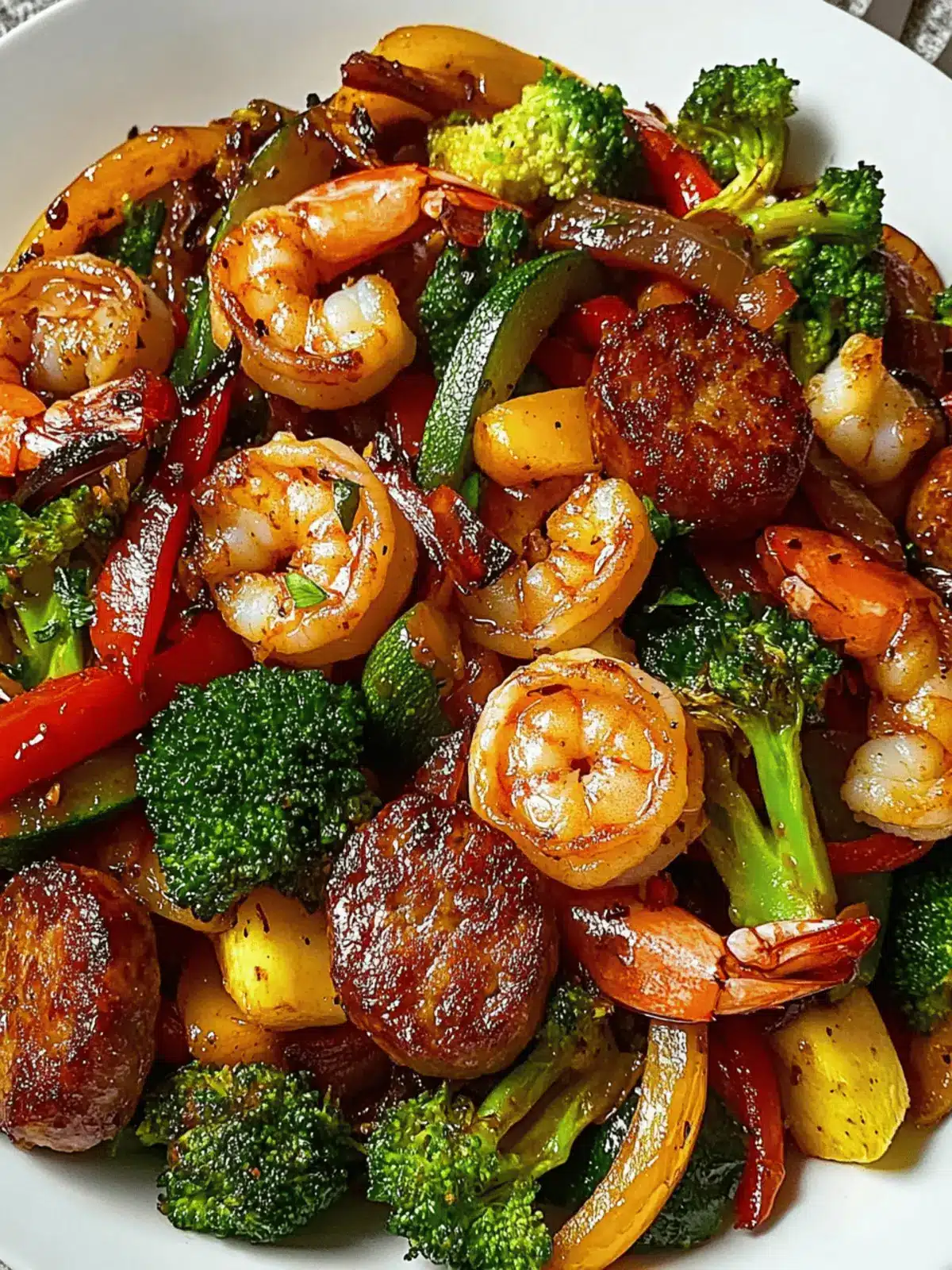 Shrimp Sausage Veggie Stirfry