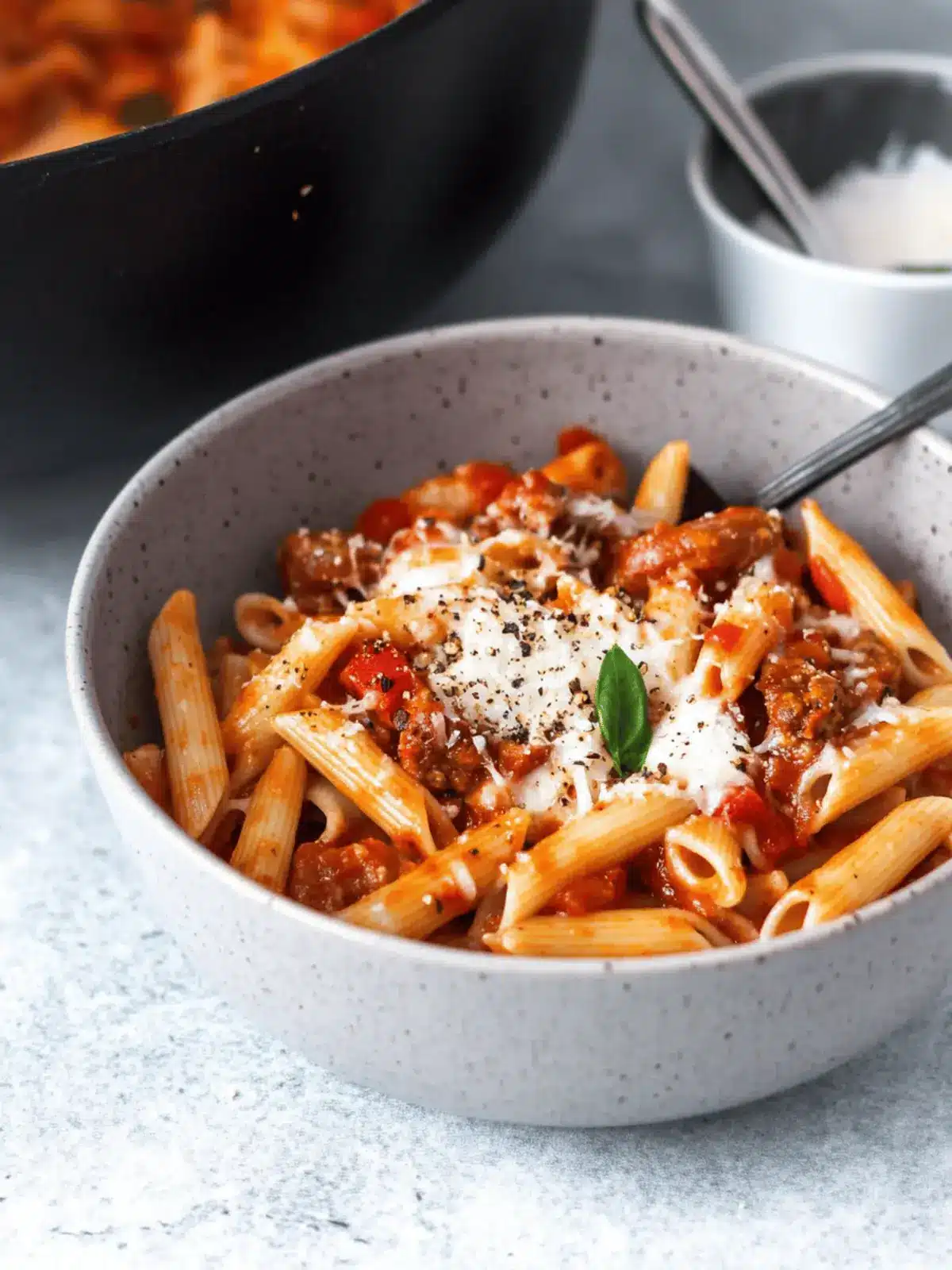 Caprese Penne Pasta with Chicken Sausage