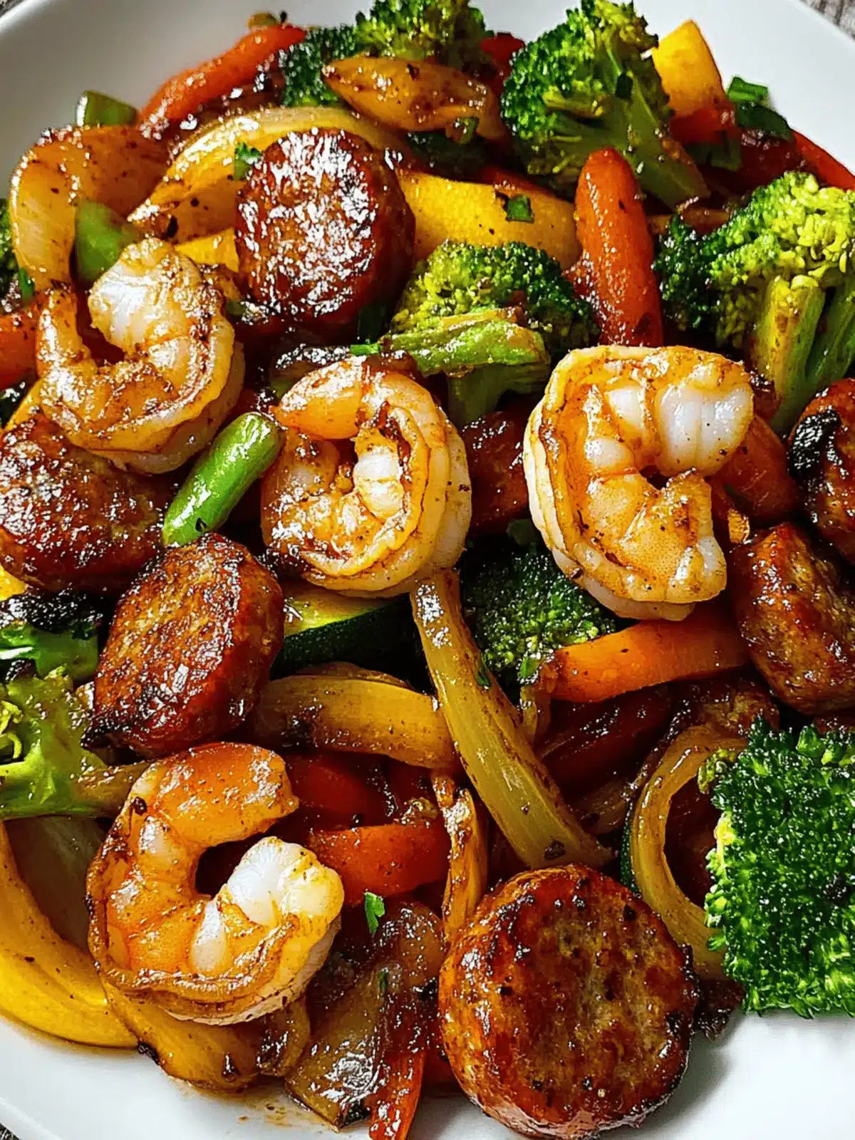 Shrimp Sausage Veggie Stirfry