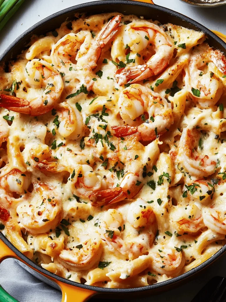 Garlicky Shrimp Alfredo Bake