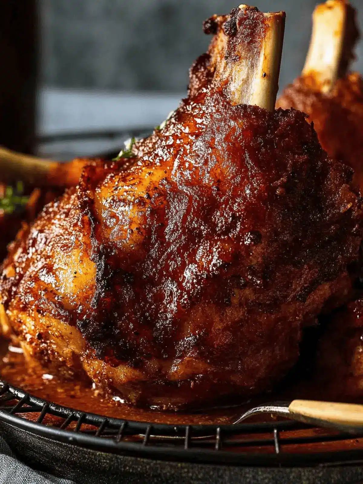 Crispy German Pork Knuckle (Schweinshaxe) with Beer Gravy