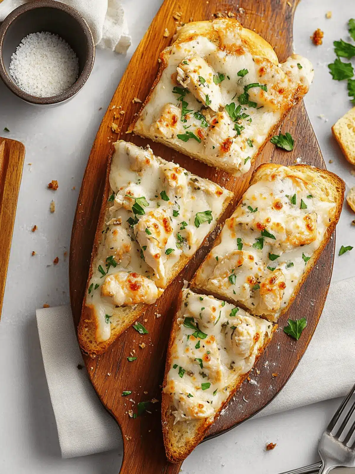 Chicken Alfredo Garlic Bread