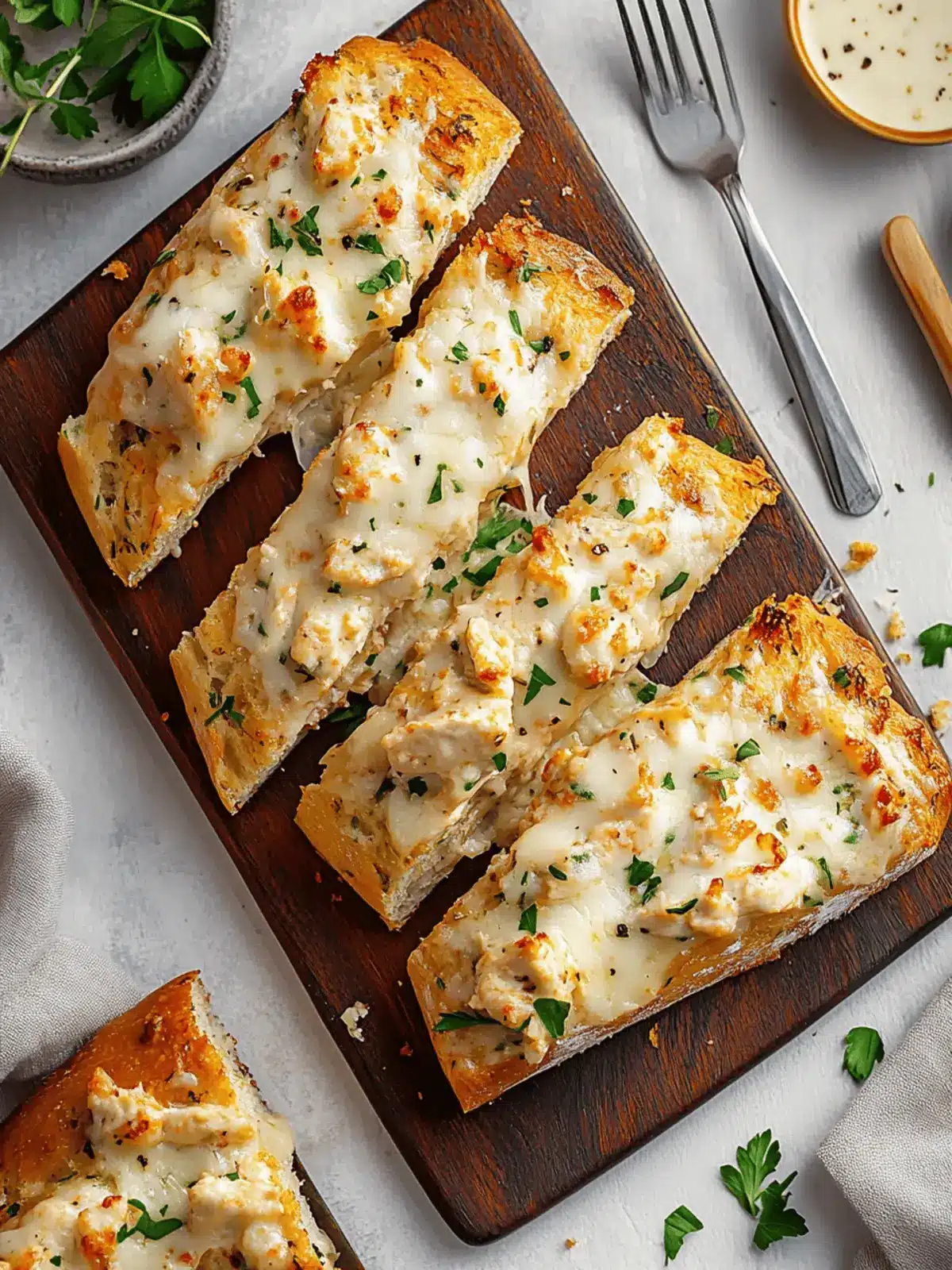 Chicken Alfredo Garlic Bread