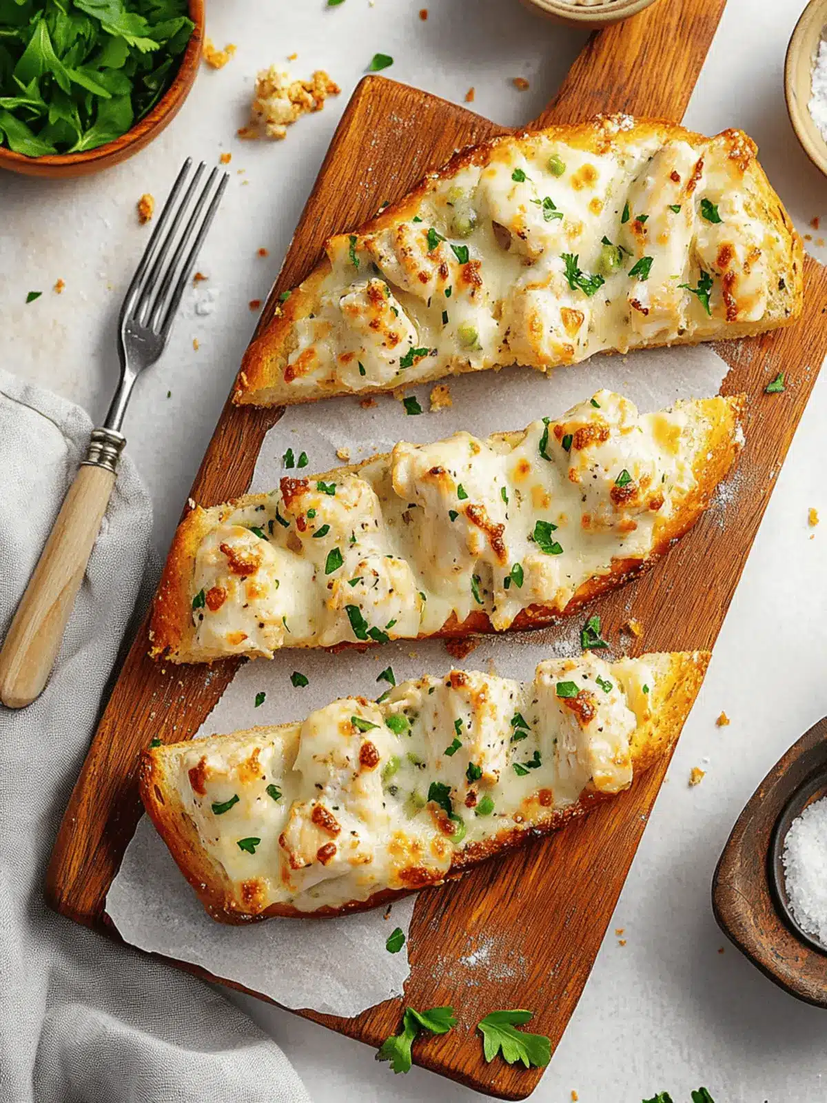 Chicken Alfredo Garlic Bread