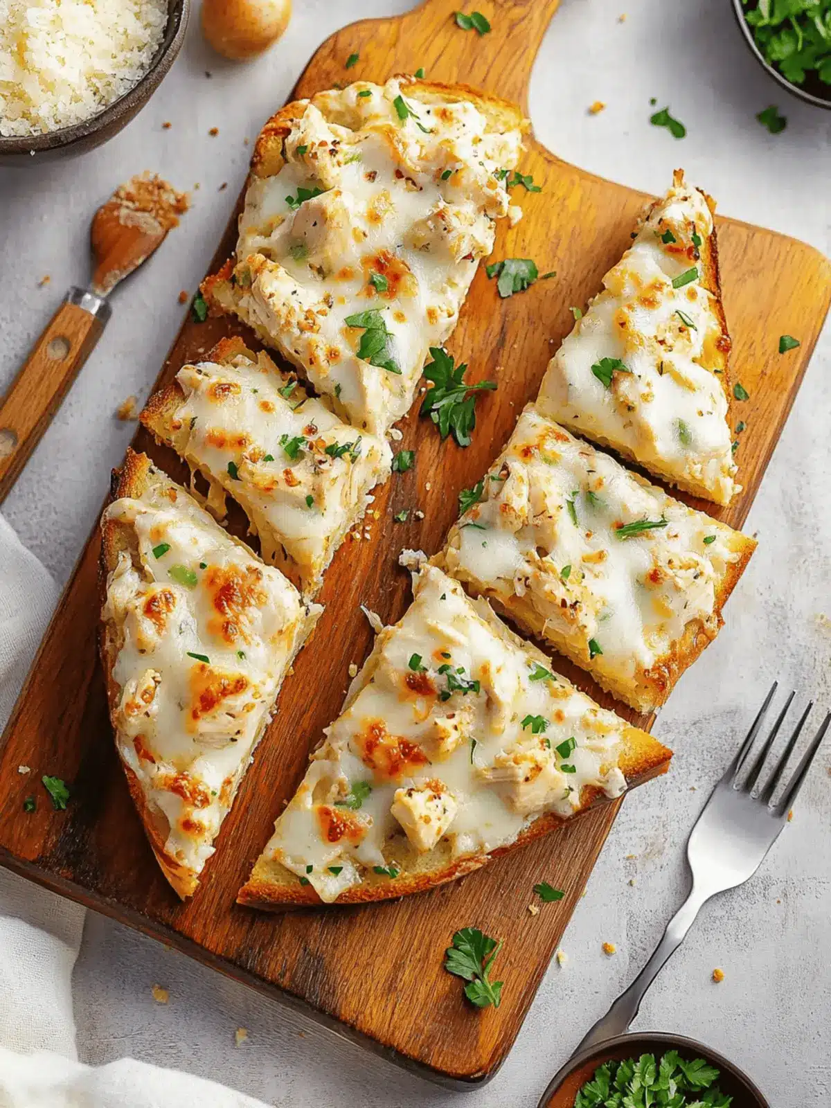 Chicken Alfredo Garlic Bread