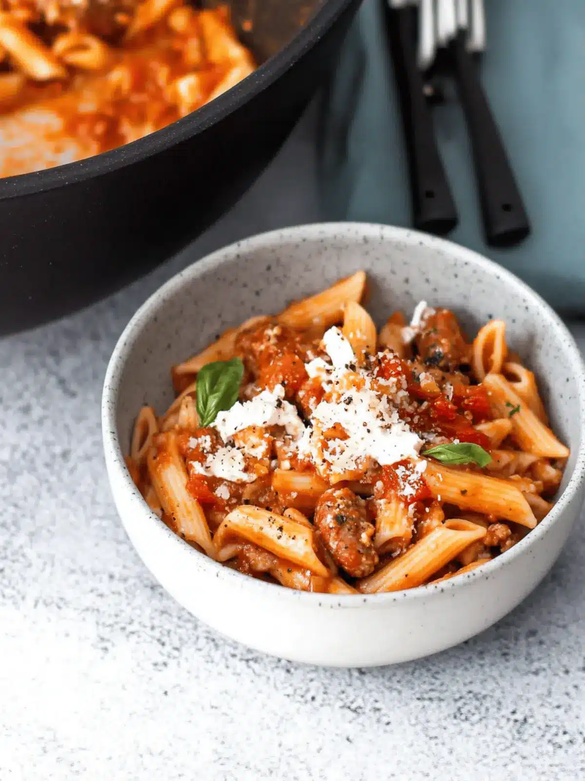 Caprese Penne Pasta with Chicken Sausage