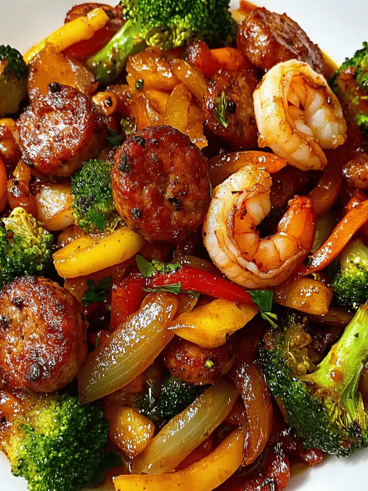 Shrimp Sausage Veggie Stirfry